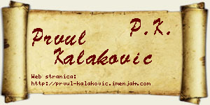 Prvul Kalaković vizit kartica